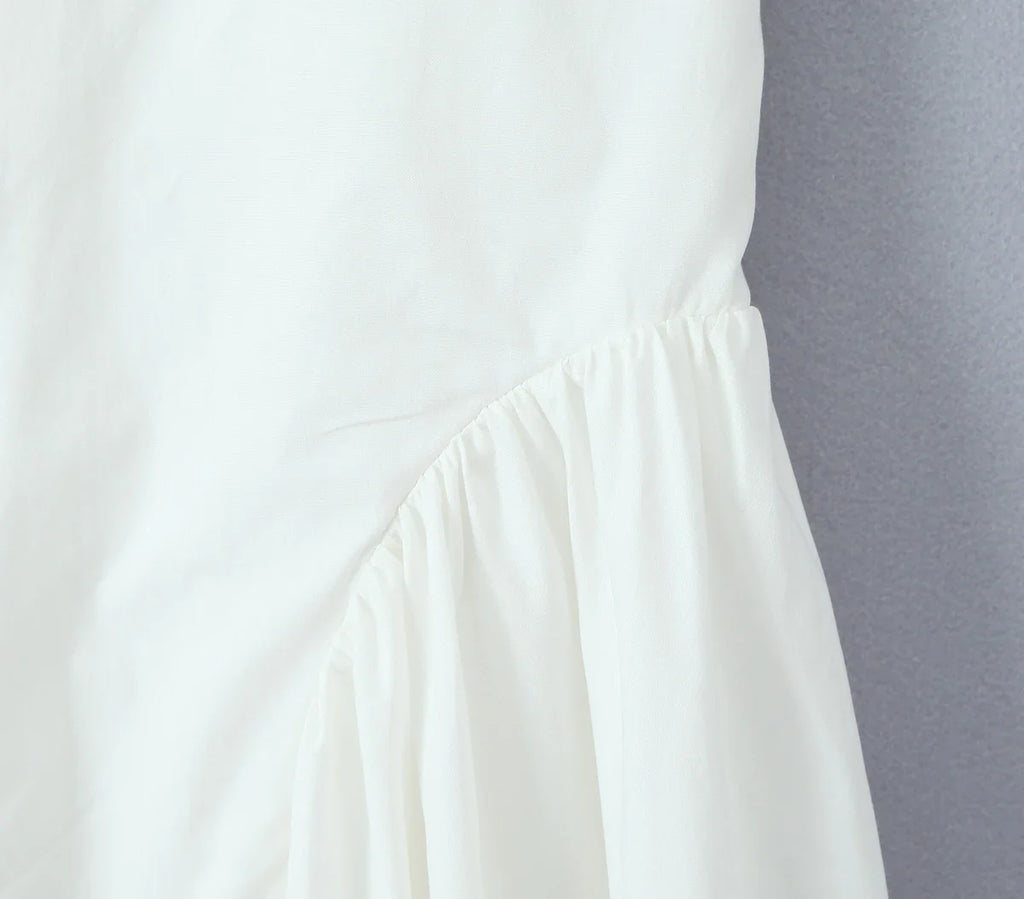 Foridol Summer Spring White Cotton Women's Dress Backless Halter Midi Party Dresses Elegant Vinatge A-line Vestidos 2025 New In