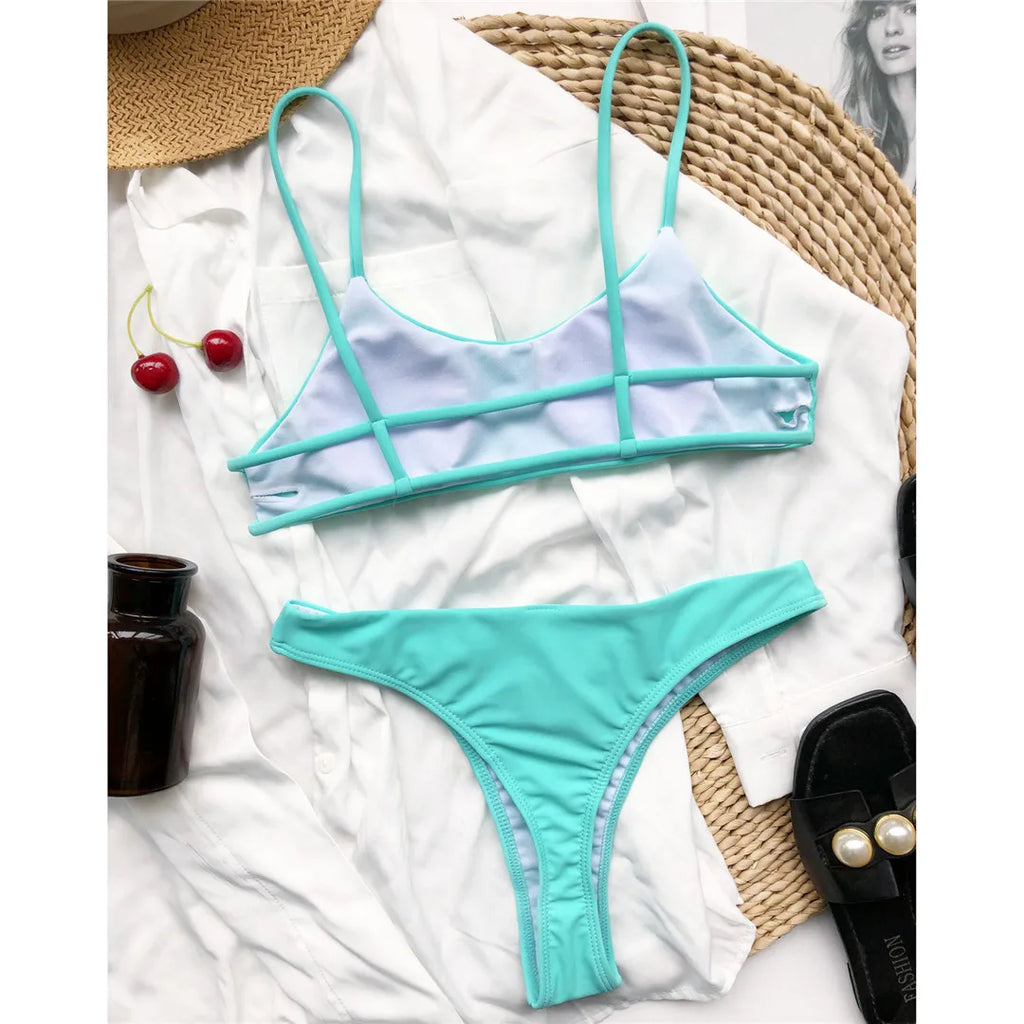 New Sexy Mini Micro Thong Bikini Women Swimwear Female Swimsuit Two-Pieces Bikini Set Padded Bather Bathing Suit Swim Lady V3077