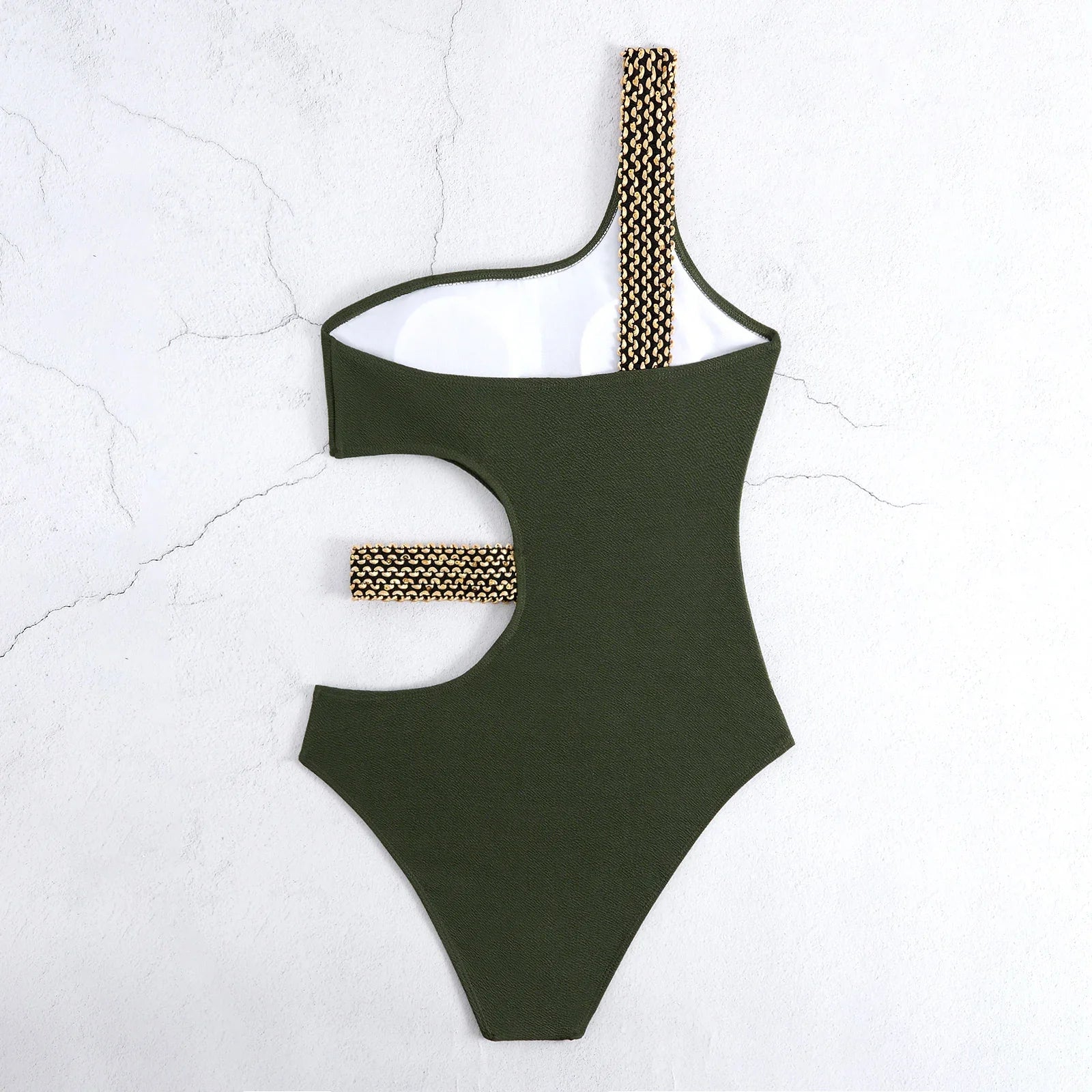 2026 One Shoulder Swimsuit One Piece Sexy Solid Swimwear Women Bandage Bathers Bathing Swimming Swim Suit Beachwear Summer
