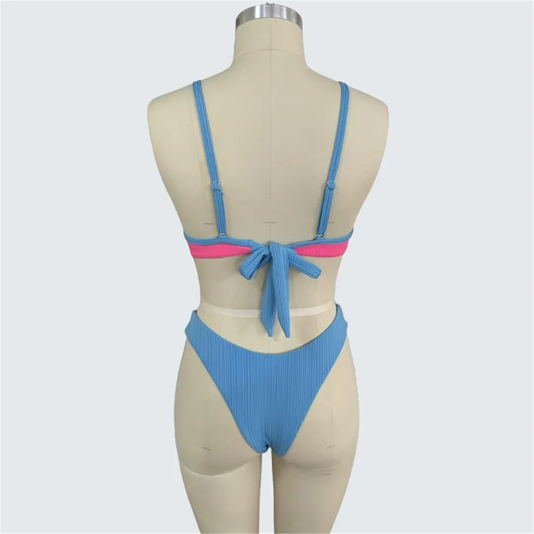 S - XXL Splicing Underwired Bikini Women Swimwear Two-Pieces Bikini Set Female Swimsuit Brazilian Bather Bathing Suit Swim V7530
