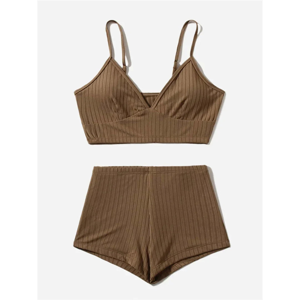 Ribbed Shorts Female Swimsuit High Waist Bikini Women Swimwear Two-Pieces Bikini Set Padded Bather Bathing Suit Swim Lady V3281