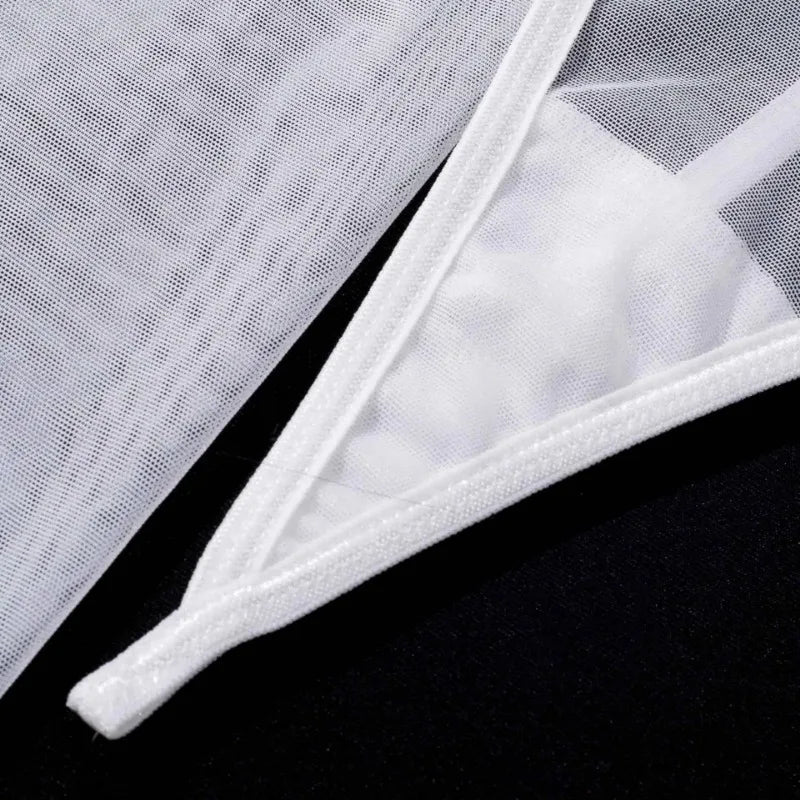 Toucheart 5-Pieces Erotic Lingerie Sexy Hip Skirt For Women Mesh Patchwork Hollow Out See-Through Lure Garters Underwear Suit