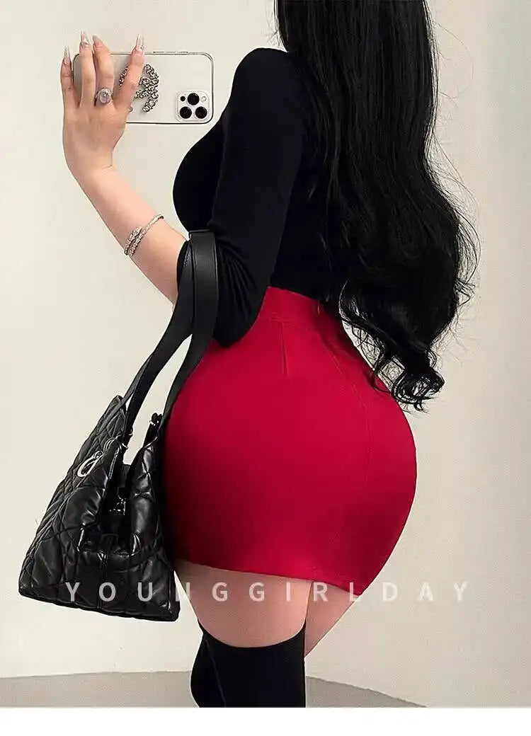 Korean Style Pure Desire Sexy High Waist Hip Enhancing Waist Slimming Anti-Exposure Bodycon Skirt Short Skirt Sweet AYE8