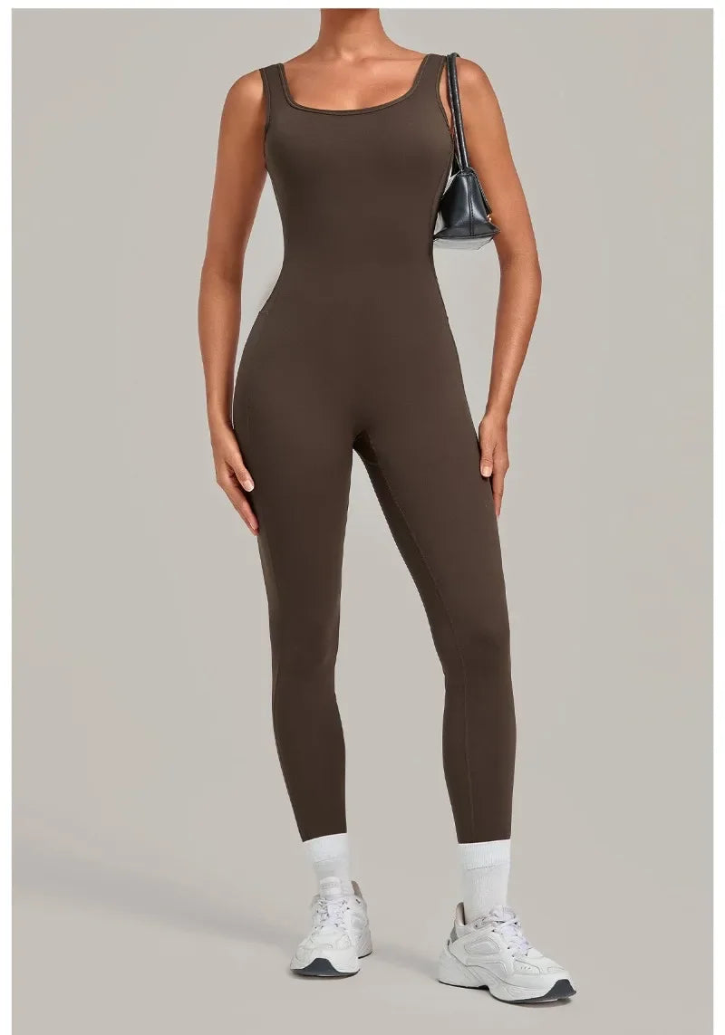 Women's Seamless Yoga Jumpsuits Fitness Sports Hip-lifting Beauty Back Sleeveless One-Piece Training Workout Running Bodysuits