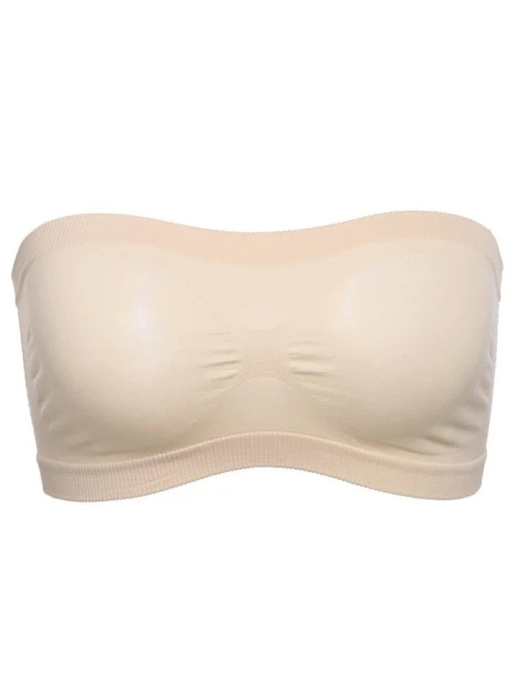 Women’s Strapless Seamless Tube Top Bra Anti-Slip Wireless Bandeau for Summer Outfit