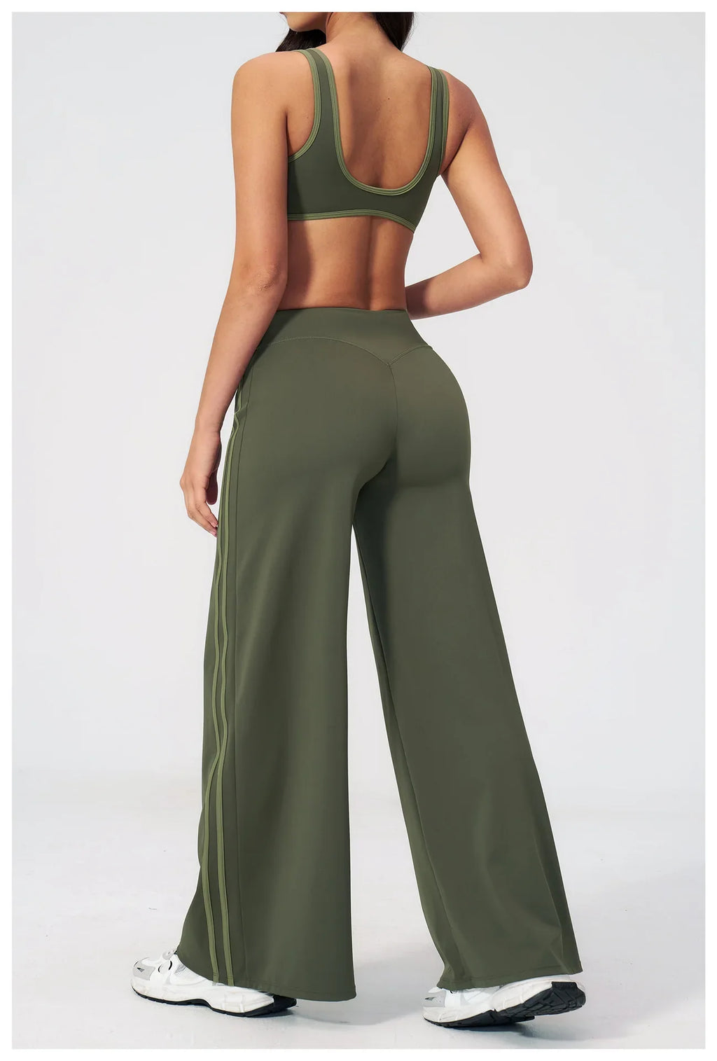 Women's Tracksuit Color Blocked Yoga Sets V Neck Sports Bra High Waist Flare Pants Fitness Suit Outdoor Running Workout Clothes