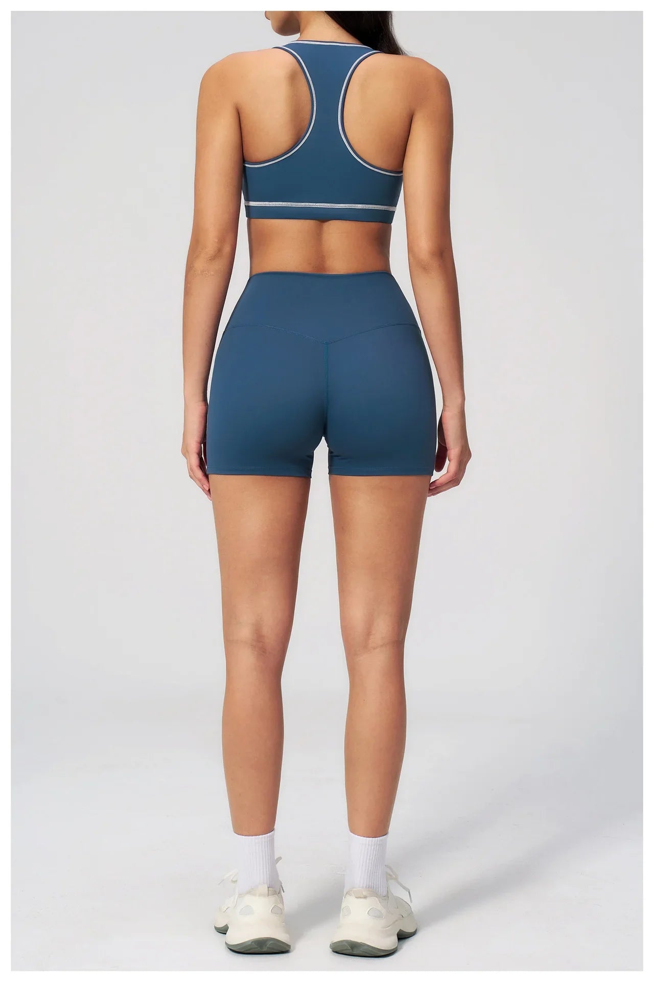 Summer New Color Contrast Yoga Set Women Tight I-shaped Back Sports Bra Versatile Fitness Suit High Waist Shorts Workout Clothes