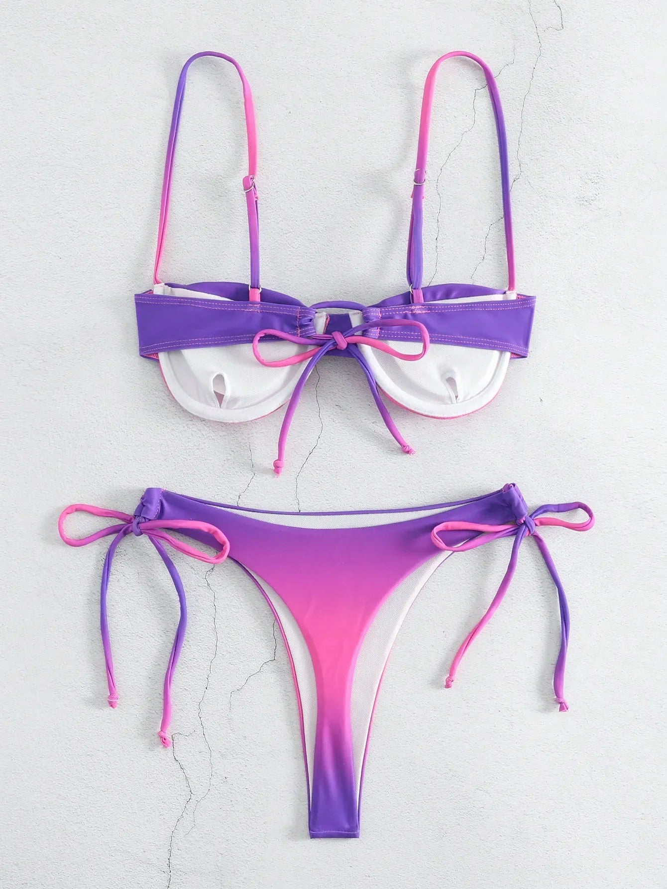 Sexy Tie Dye Print Push Up Bikinis Sets Two Pieces Side Tie Swimsuit Thong Swimwear Biquini Conjunto De Bikini Tankini Beachwear