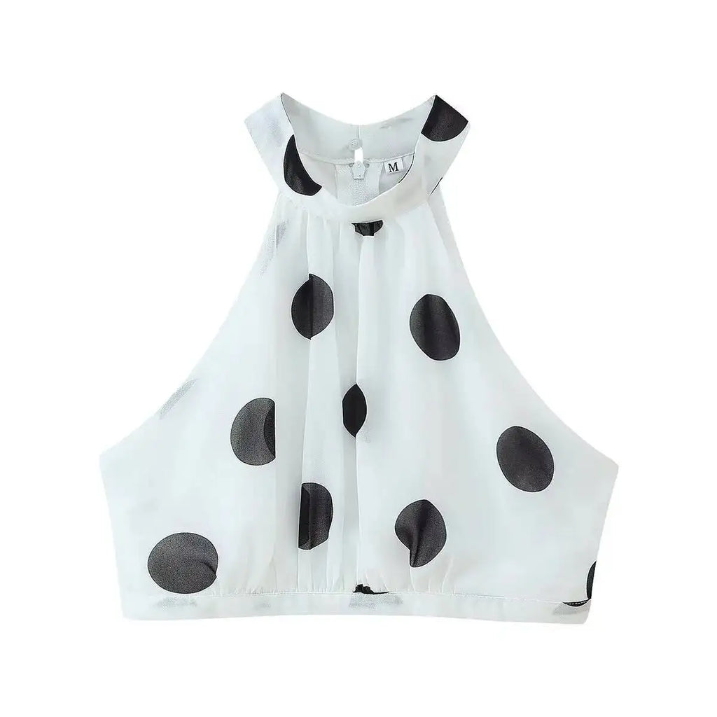 White Polka Dot Two Piece Set For Women Halter Crop Top And Tiered Maxi Skirt Elegant Summer Party Outfit Pure Desire Charm FSW7