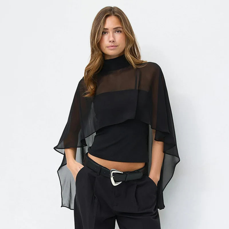 FDYOUI Woman Black Corset with Cover-ups 2-piece Sets Chic Sexy Hollow Out Evening Party Tops Female Blouses Shirts High Street