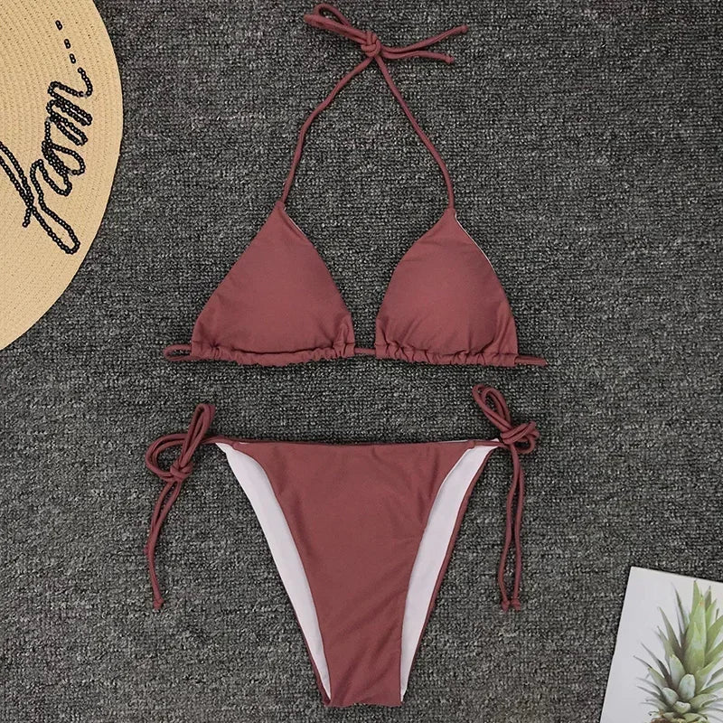 Sexy Neon Extreme Mini Micro String Bikini 2025 Women Swimsuit Female Swimwear Two-Piece Bikini Set Bathing Suit Swim Beach Wear