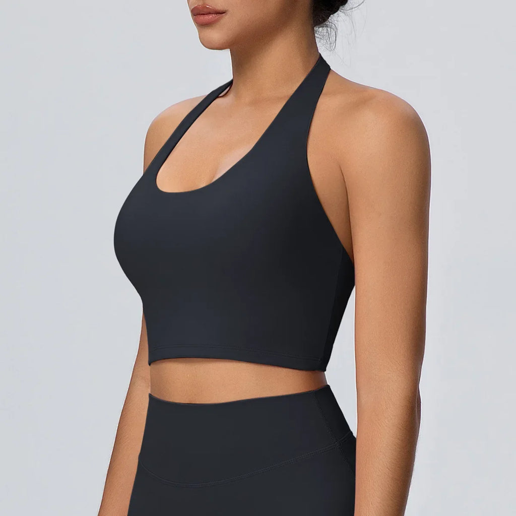 Sexy Gym Women's Sports Bra Breathable Hanging Neck Backless Sports Bra Women's Comfortable Exercise Pilates Training Yoga Top