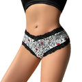1pcs Low Waist Print Decor Sexy Lace Women's Panties Patchwork Elegant Sexy Lingerie Breathable Comfortable Fashion Lady Briefs