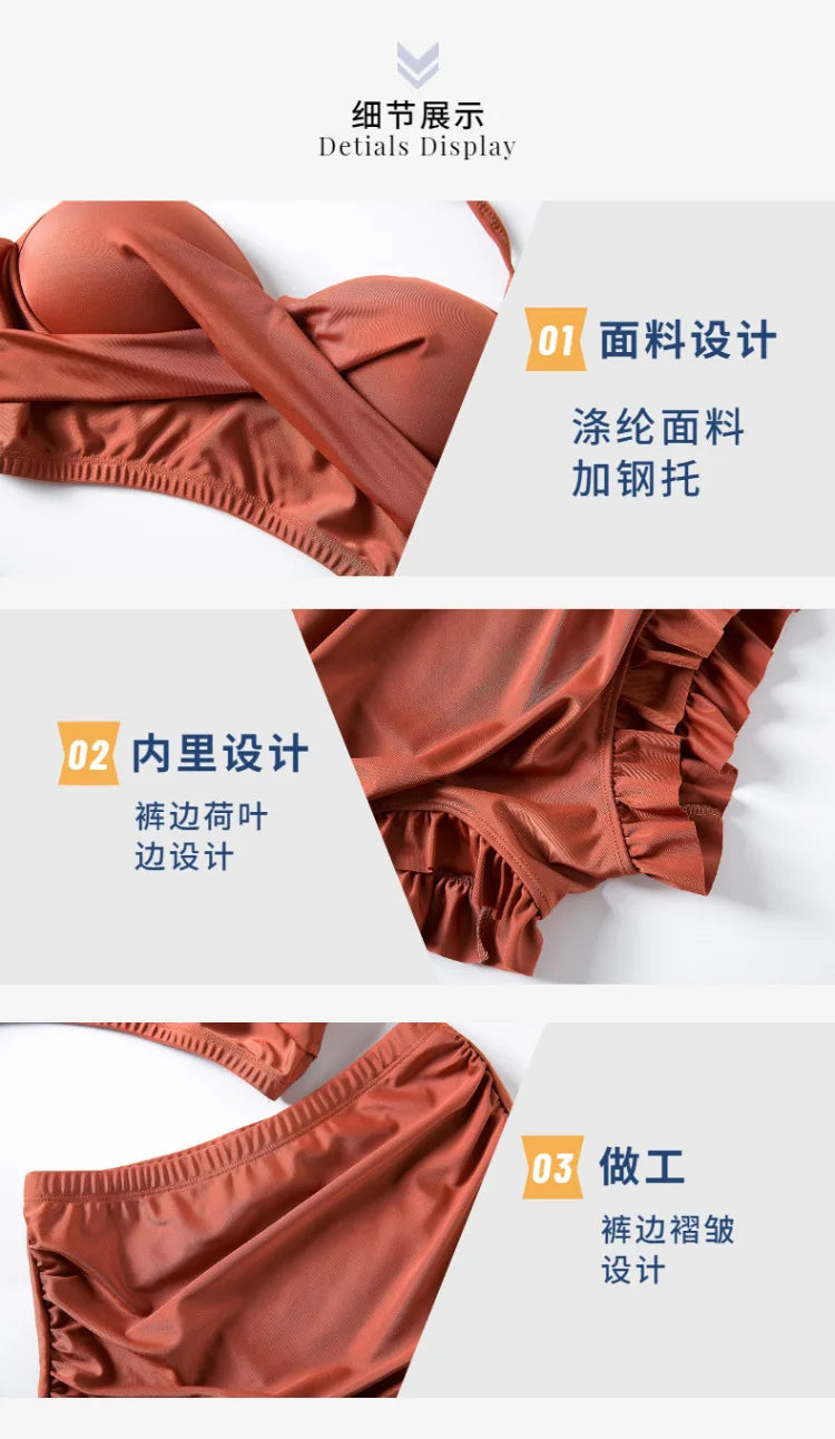 New women's swimsuit split bikini three-piece boxer long-sleeved spa swimsuit