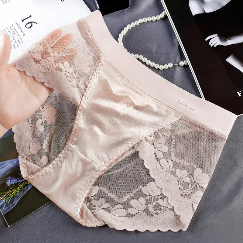 Lace large size high waist underwear women's butt lifting breathable briefs