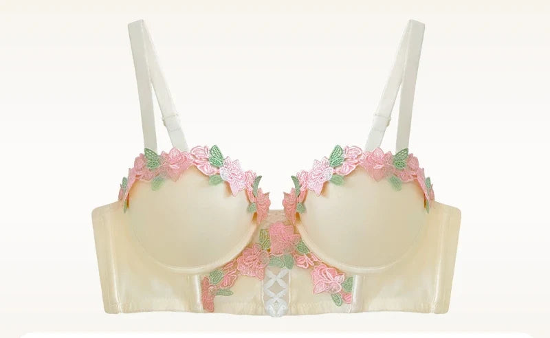 MOYISU Light Luxury Japanese Sweet Push-Up Bralette for Small Chest Women, Summer Thin Sexy Lingerie Pure Desire Underwear