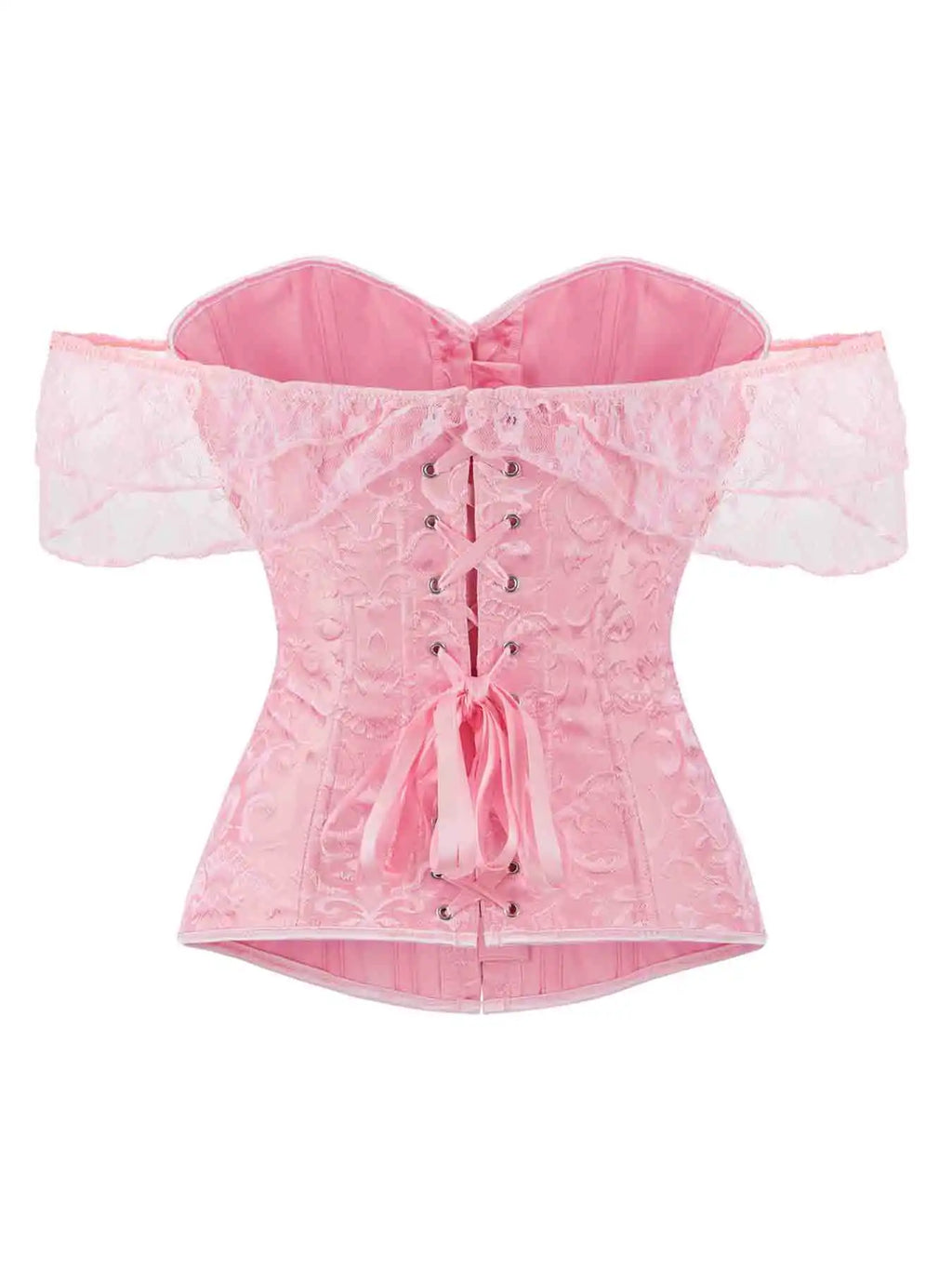 Corset's new retro lace fishbone body-shaping shirt with shoulder straps and bubble sleeves gathered to hold the sternum.