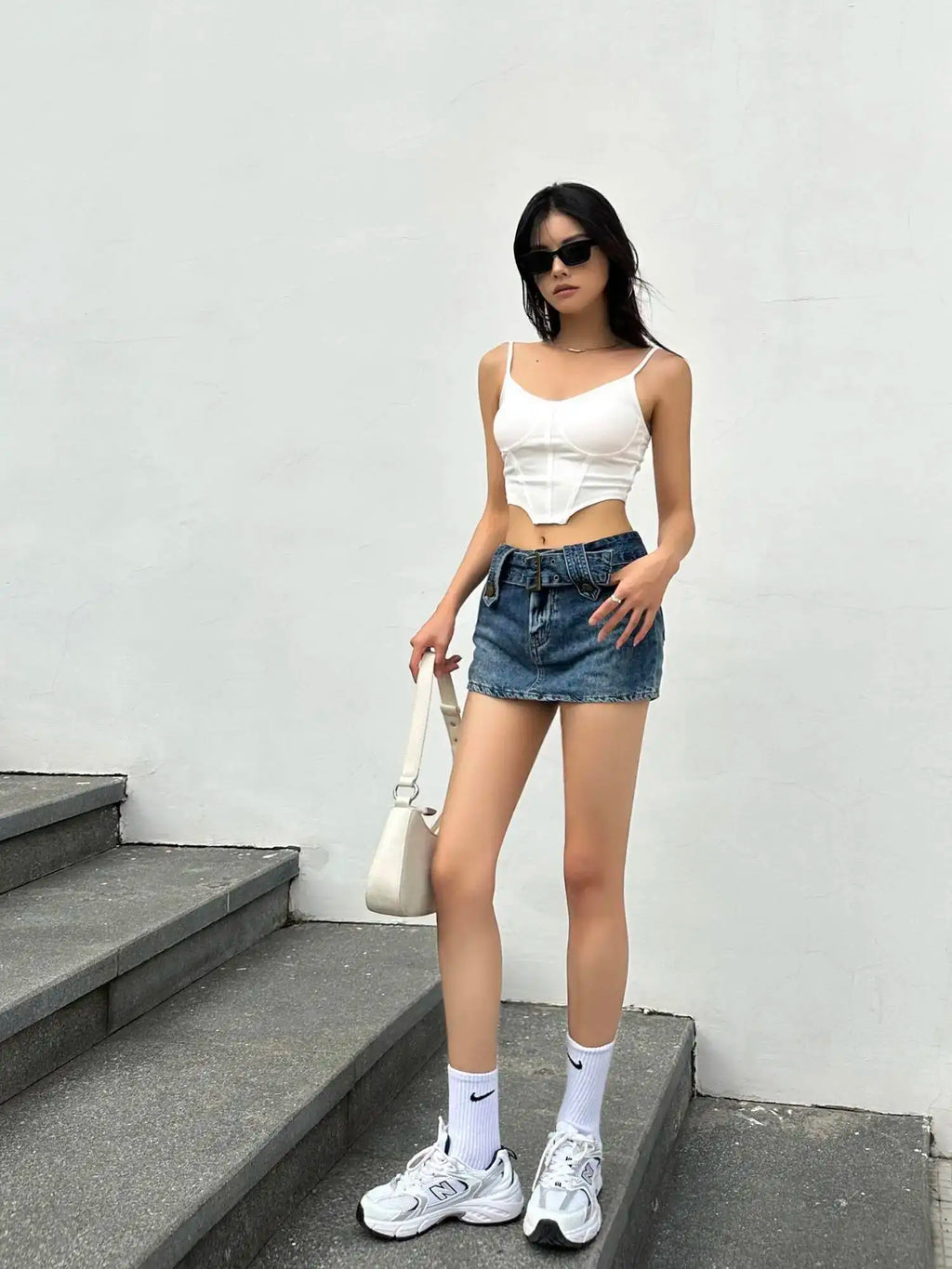 WOMENGAGA Korean Style Spicy Girl Denim Half Body Short Skirt Female Slim Tight Ultra Short A-line Slim Hip Skorts Fashion 3POJ
