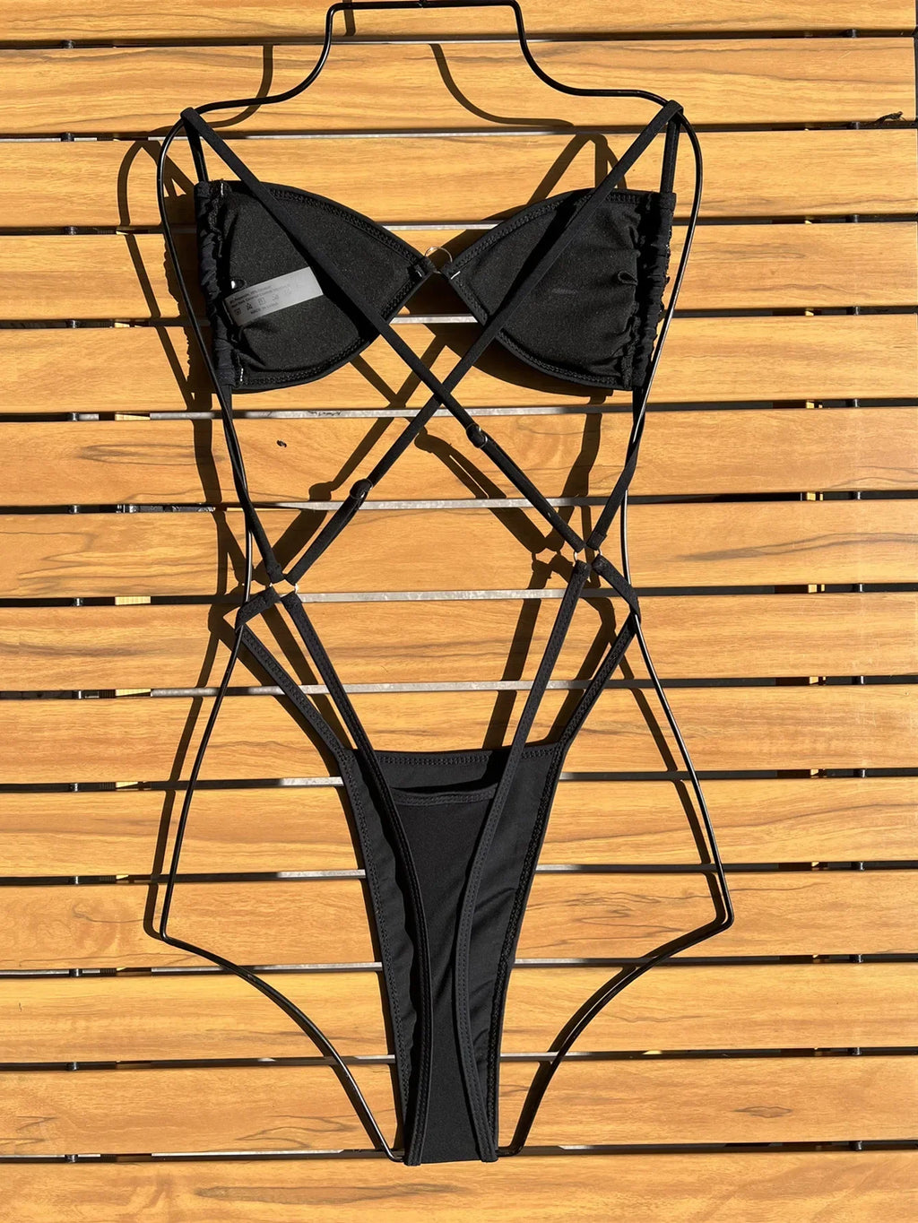 Sexy Glitter Black Sequin Micro Swimsuit One Piece Women's Bikinis Swimwear Backless Cross Bathing Suit Beach Outfits Bodysuits