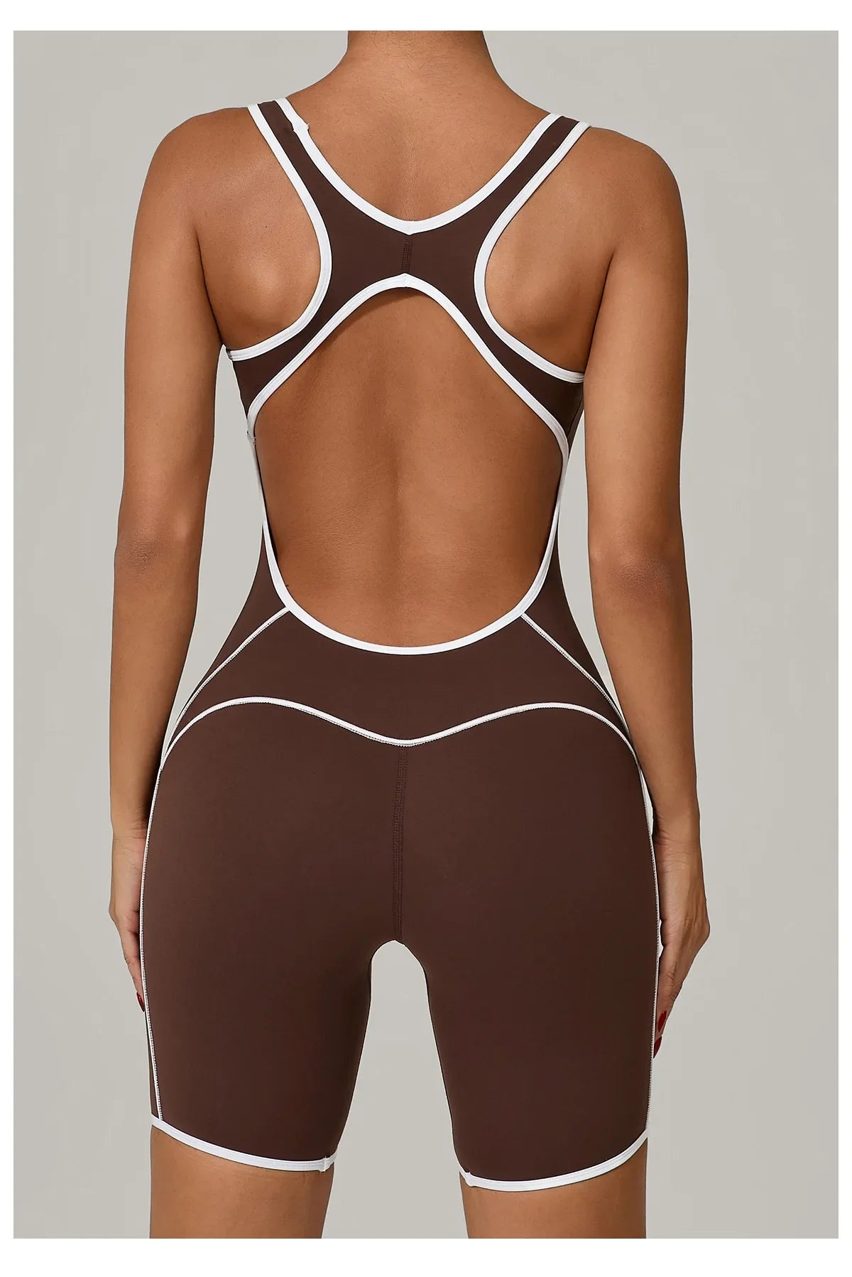 Sexy Sleeveless Backless Scrunch Yoga Jumpsuit Women Black Contrast Hollow One Piece Sports Suit Tight Fitness Sports Overalls