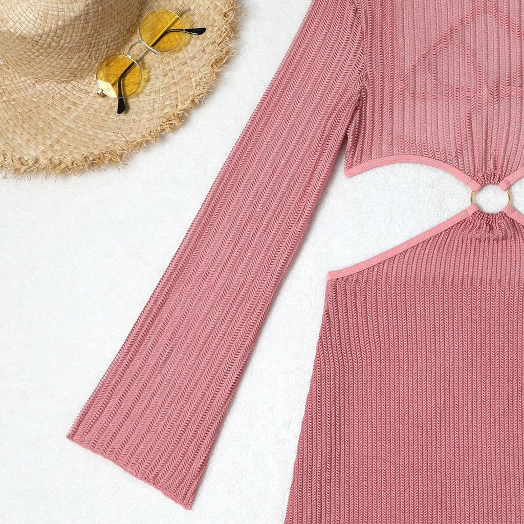 With Long Sleeve Cover Up Halter Bikini Women Swimwear Female Swimsuit Three-pieces Bikini set Bather Bathing Suit Swim V5123