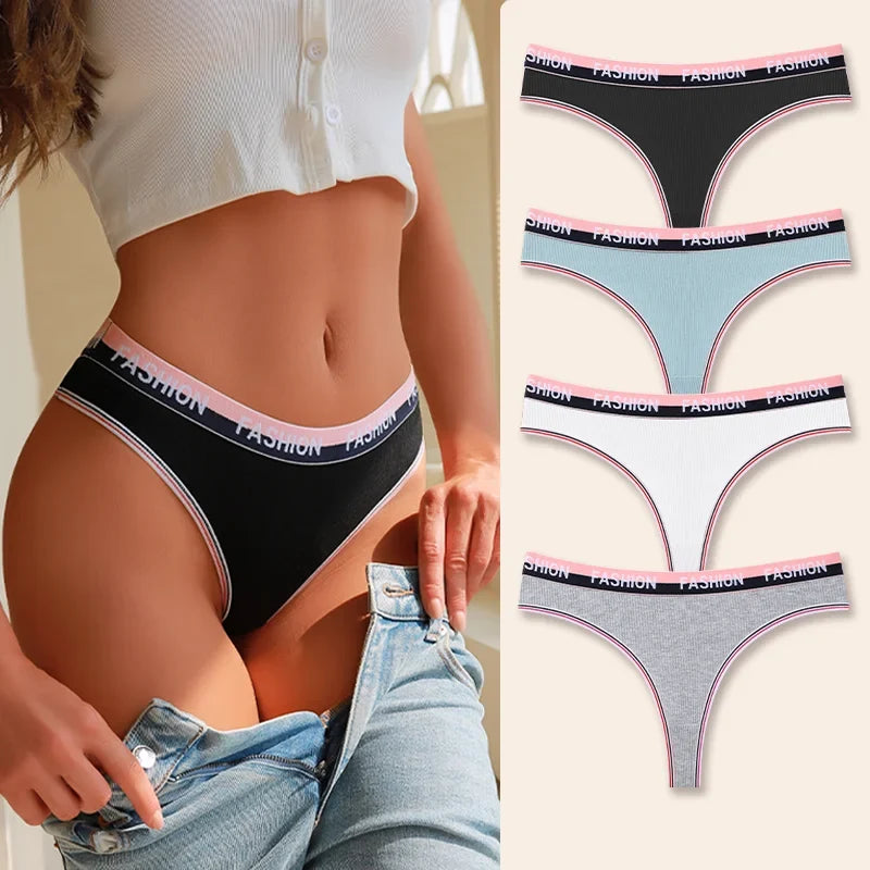 4Pcs Women's Seamless Cotton Briefs Intimates Sexy Panties Solid Color Breathable Underwear Female Low Waist Soft Lingerie S-XL