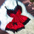 Summer Lace Sleepwear Sexy Satin Pajamas Set Women Nightshirt 2 Pieces Crop Tops and Shorts Set Homewear Loungewear