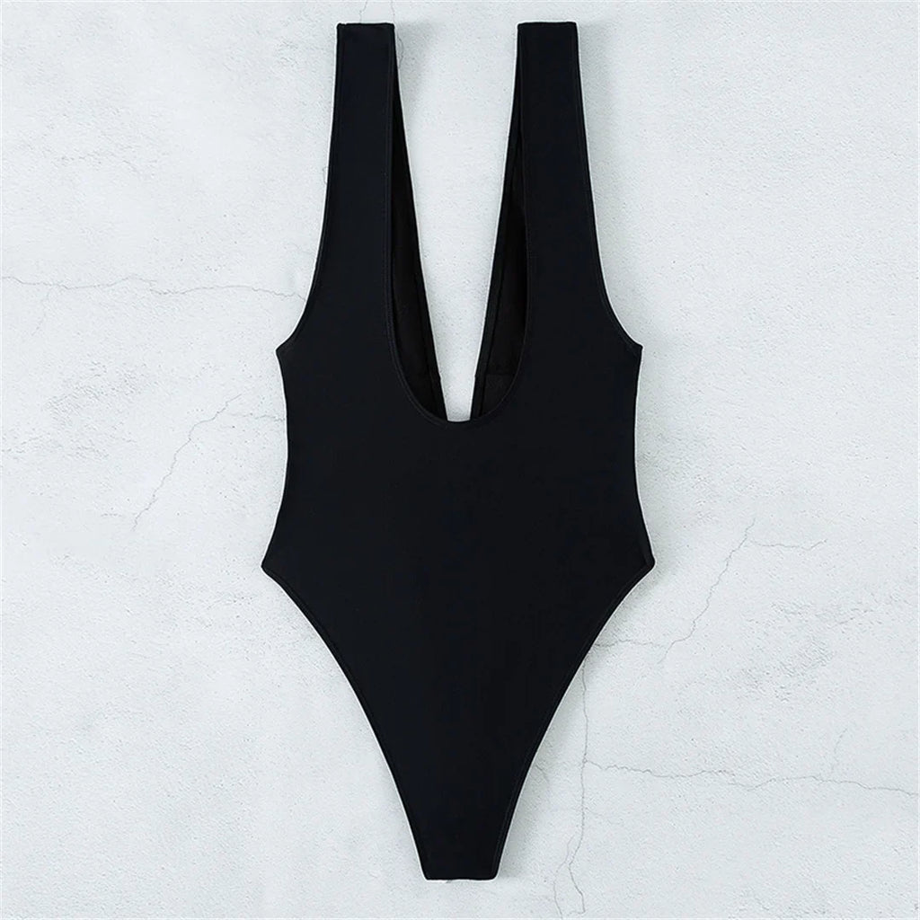 Sexy Knotted Deep V Backless Monokini One Piece Swimsuit Women Swimwear Female Padded High Cut Bather Bathing Suit Swim V3487