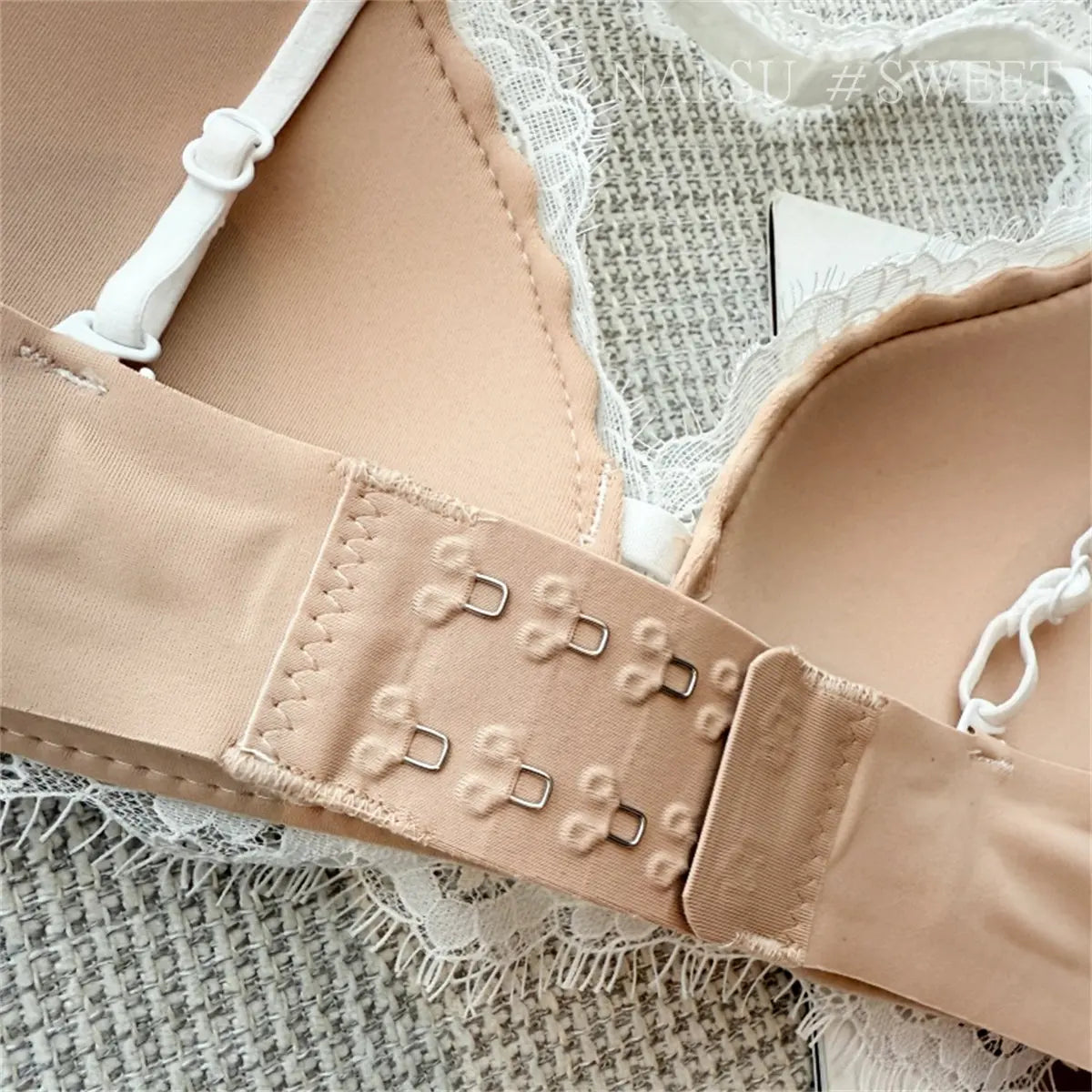 Deep V Halter Neck Bra Set French Style, Lace Push Up Bralette for Small Chest, Sexy Wireless Triangle Bra Set MOYISU Sexy Tushy