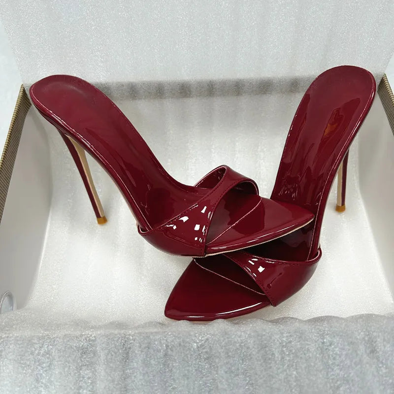 Women's Pointed Toe High Heel Mules Twisted Strap Design Stiletto Heel Slip-On Backless Sandals Elegant Party Evening Shoes
