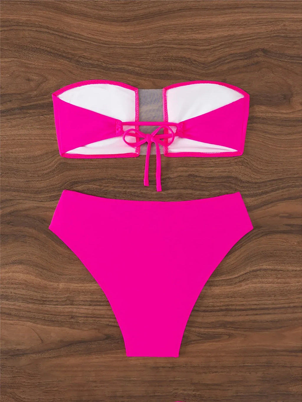 Sexy Bandeau Sheer Female Swimsuit High Waist Bikini Women Swimwear Two-pieces Bikini set Padded Bather Bathing Suit Swim K7063