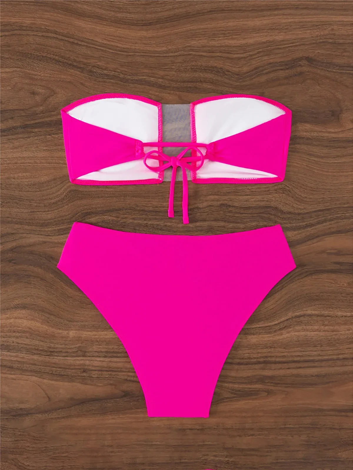 Sexy Bandeau Sheer Female Swimsuit High Waist Bikini Women Swimwear Two-pieces Bikini set Padded Bather Bathing Suit Swim K7063