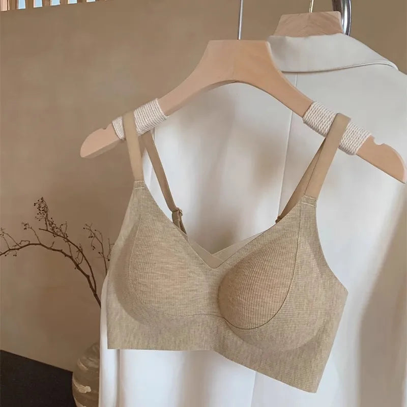 Wireless Support Bra Small Breasts, European Style Push Up Bralette, No Underwire No Padding Anti-Sagging Comfort, Autumn Winter