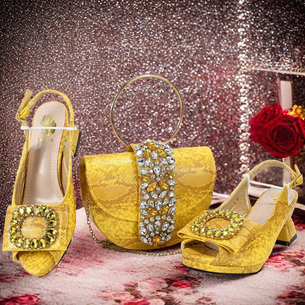 Doershow African fashion Italian Shoes And Bag Sets For Evening Party With Stones ORANGE Italian Handbags Match Bags! Hgv1-5