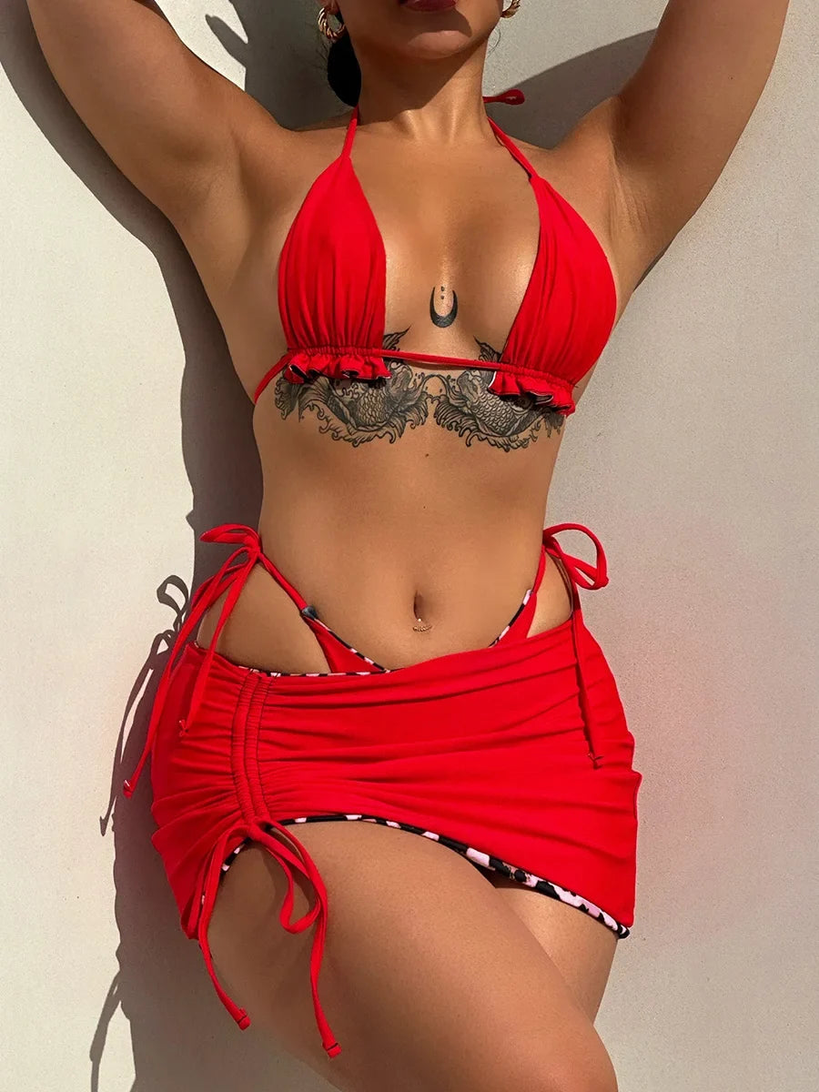 XS - L Two-side Wearable Reverside Bikini Women Swimwear Female Swimsuit Three-pieces Bikini Set Bathing Suit Swim Beachwear