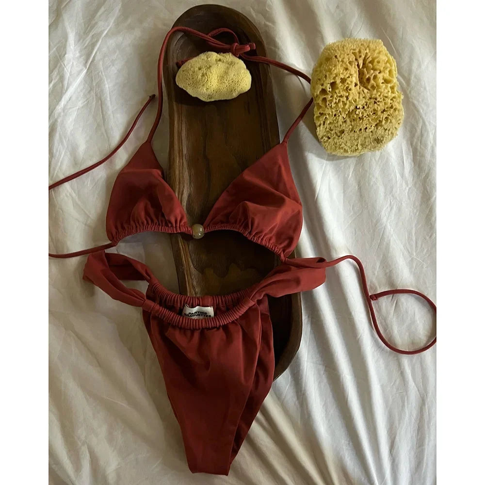 Micro Bikinis 2026 Sexy Swimsuit Women Swimwear Push Up Brazilian Bikini Set Print Biquini Summer Halter Beachwear Female