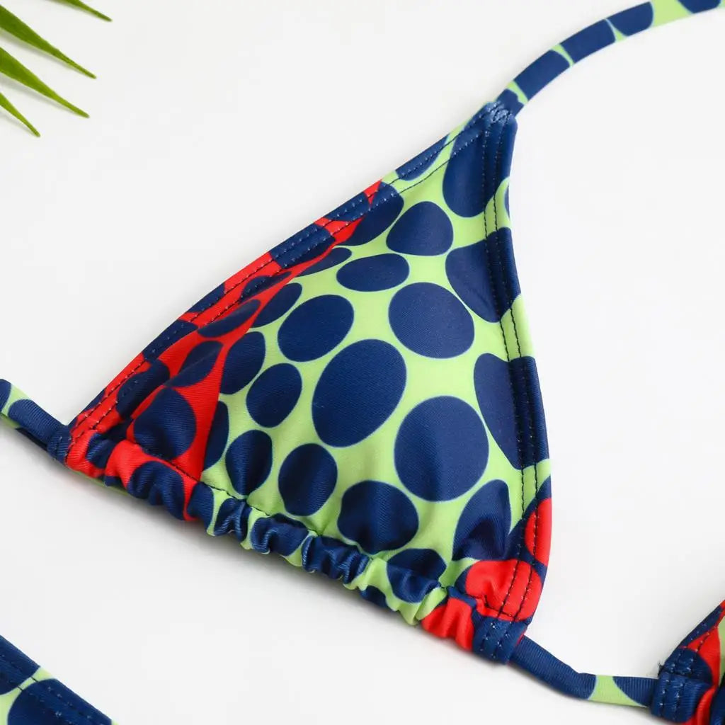 4 Pieces Random Dot Print Tie Side Halter Bikinis Swimsuit & Beach Skirt Sexy Swimwear Women 2026 Bathing Swimming Suit Female