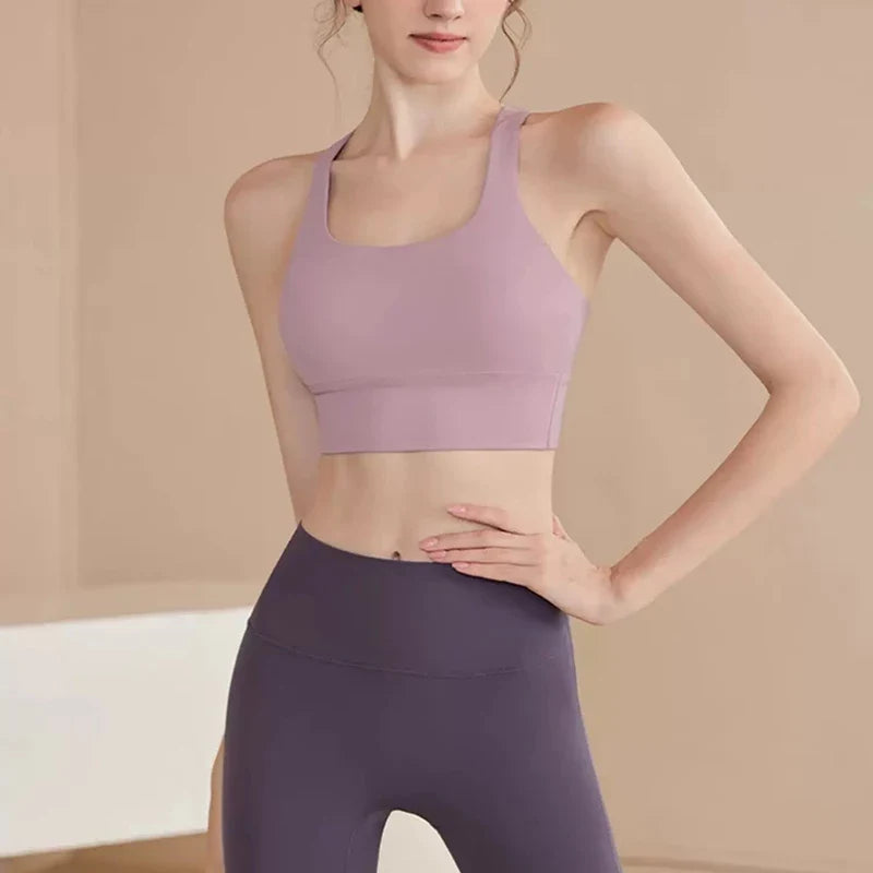 Women's Shock-Absorbing Yoga Sports Bra Summer Fitness Gathered Breasts Accessory Breathable Comfortable Yoga Sports Bra