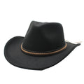 Women Men Retro Felt Jazz Hats Classic Cowboy Hats Wide Brim Cowgirl Sun Hats with Decorative Band