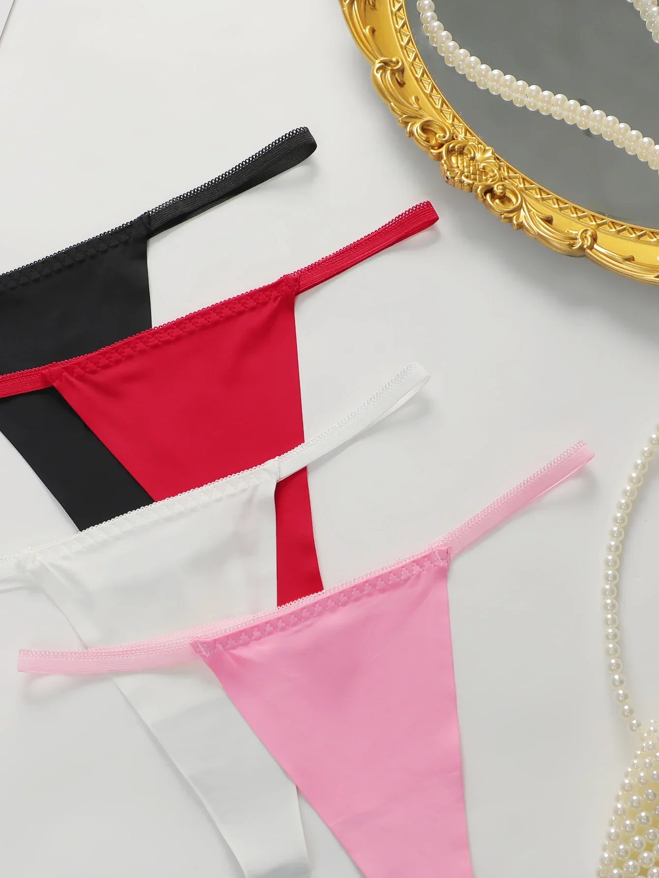 4-piece Set Of Multi-color Women's Sexy Low Waisted Thong Ice Silk Seamless Invisible Underwear Daily Close Fitting Thong C359