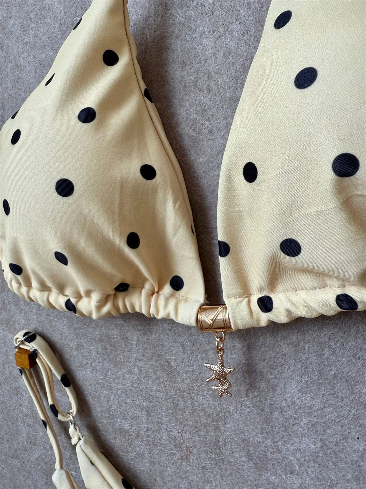 Sexy Black Polka Dot Print Bikini Set Women Pearls Push Up Bra Thong Swimwear 2026 Summer Bathing Suit Holiday Micro Swimsuit
