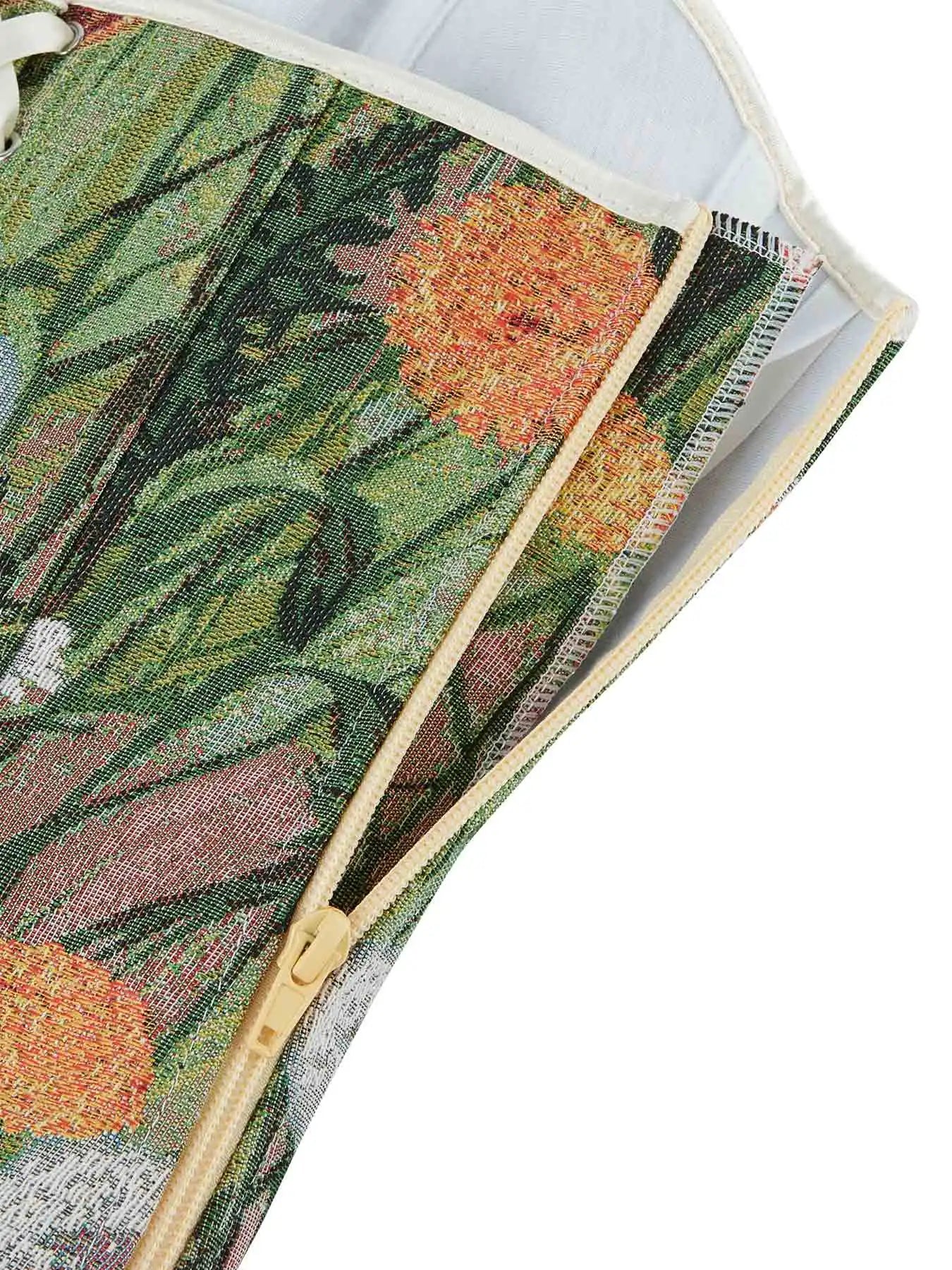New court Corset dandelion plant flower lace-up and wear corset.