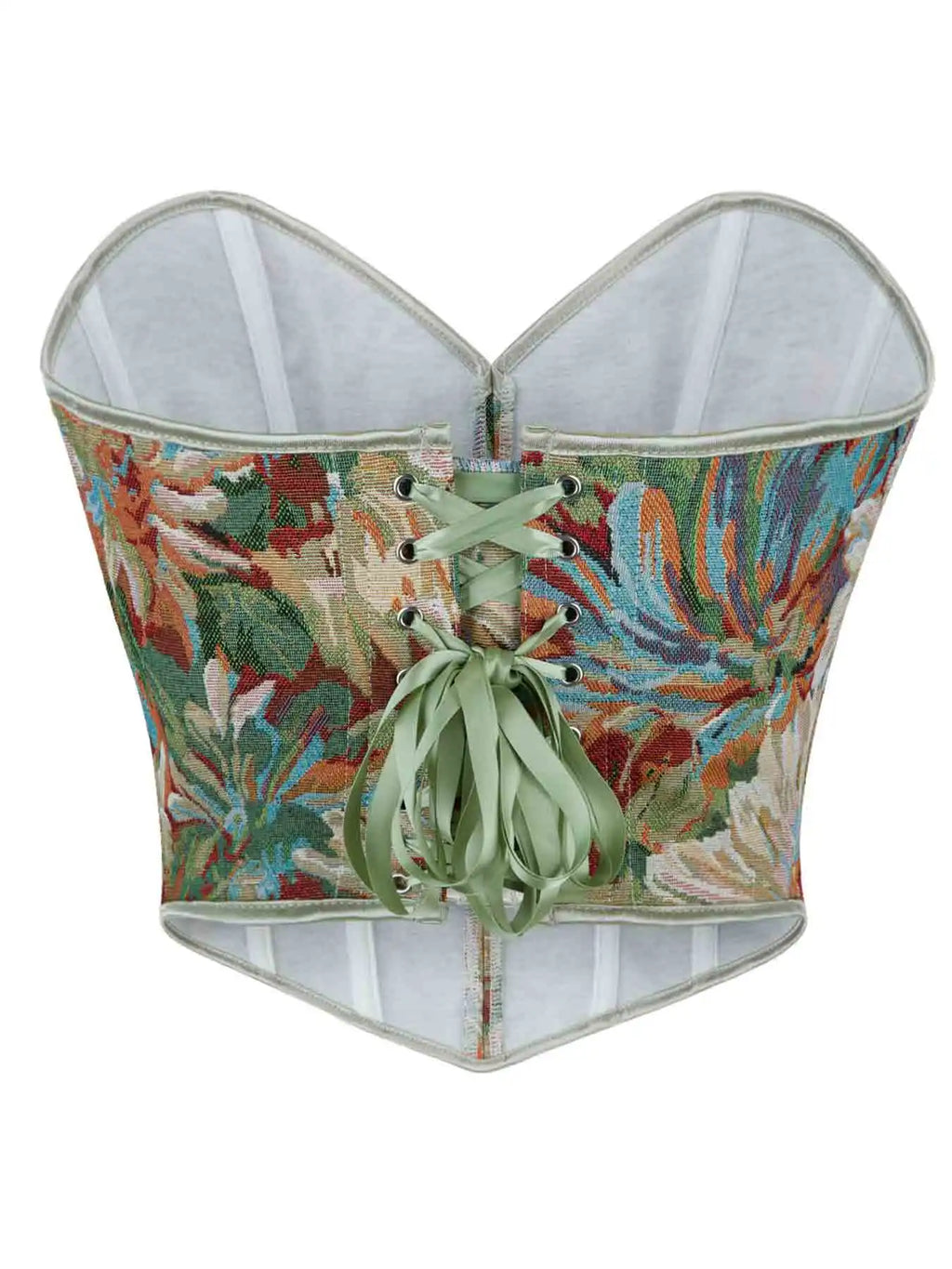 New French retro printed vest women wear fishbone corset with U-neck to gather the palace corset.