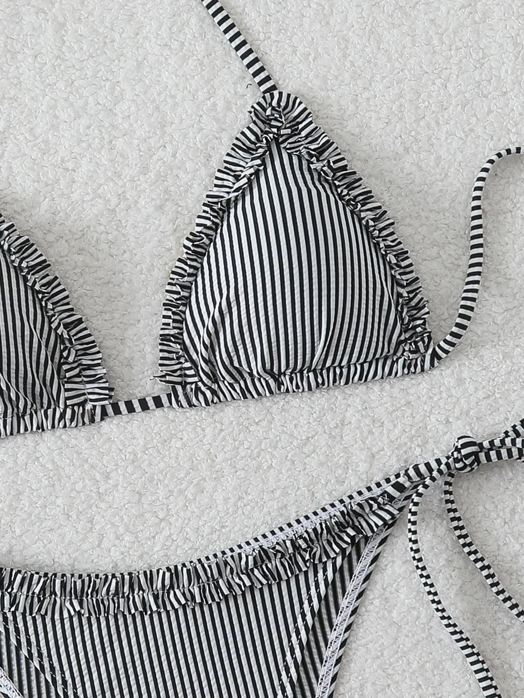Halter Triangle String Bikinis 2026 Women Sexy Striped Swimsuit Ruffle  Swimwear Female Bathers Bathing Swimming Swim Suit