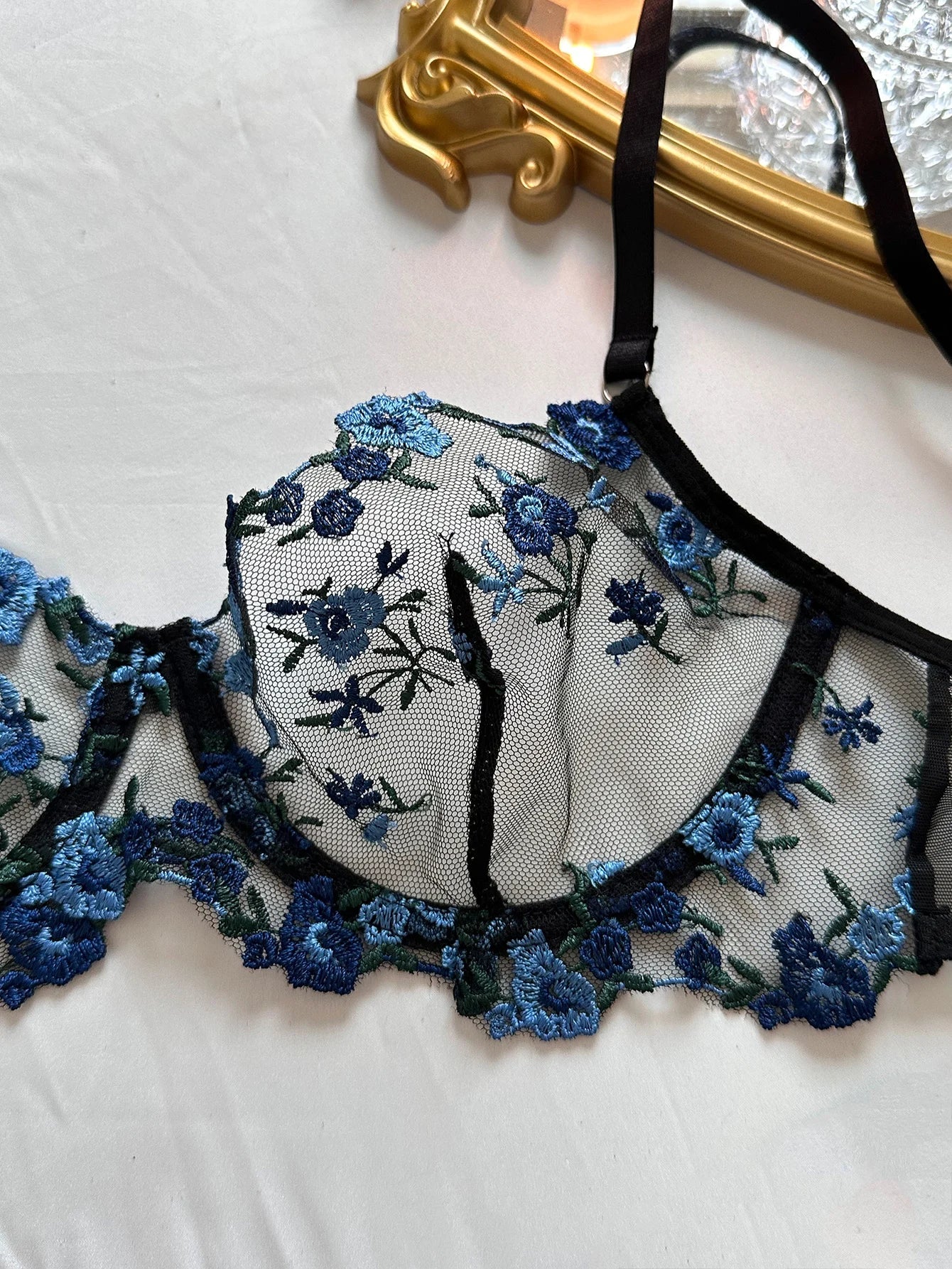 Sexy Sheer Lingerie Set Embroidery Transperant Pornostar Lenceria Sensual Mujer Seducive Conjunto Ropa Interior Set Intimo Lace