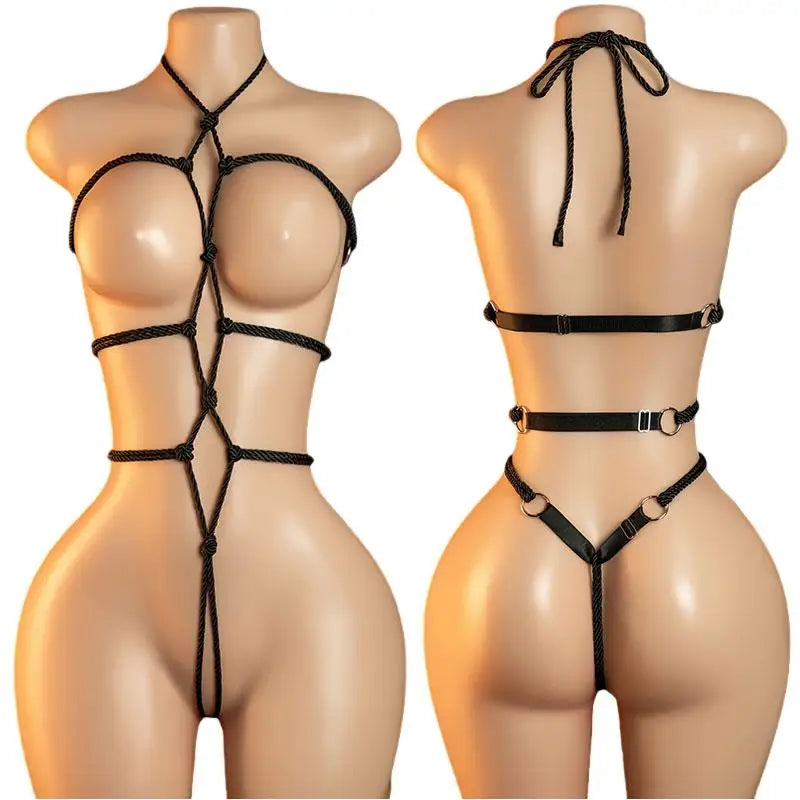 Crotchless Sexy Stocking Toy For Women Fishnet Bondage Underwear Bdsm Erotic Prop Couples Adult Porn Lace Game Rope Bodysuit
