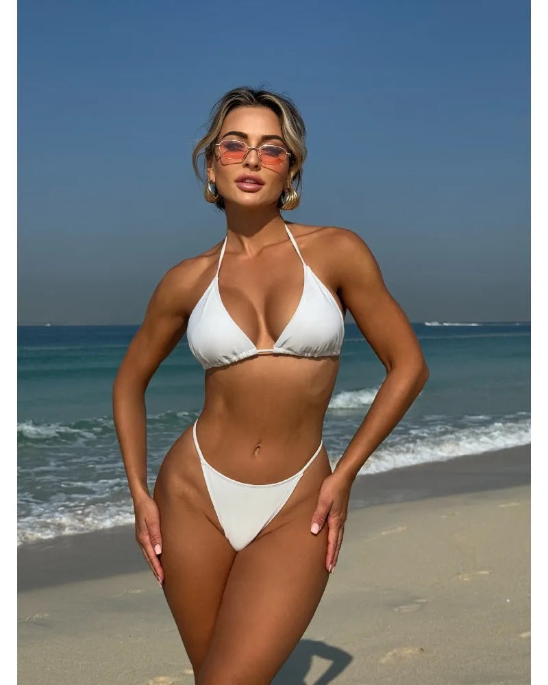 Toucheart Sexy Lingerie Suit for Women Mesh Four-piece Beach Swimsuit Sexy Bikini Solid Color Long Sleeves Mesh See-through Set