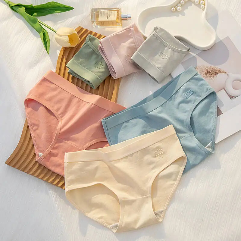 5Pcs Women's Cotton Underwear Panty Cute Sexy Panties Female Seamless Underpants Solid Color Panty Intimates Women Lingerie S-XL