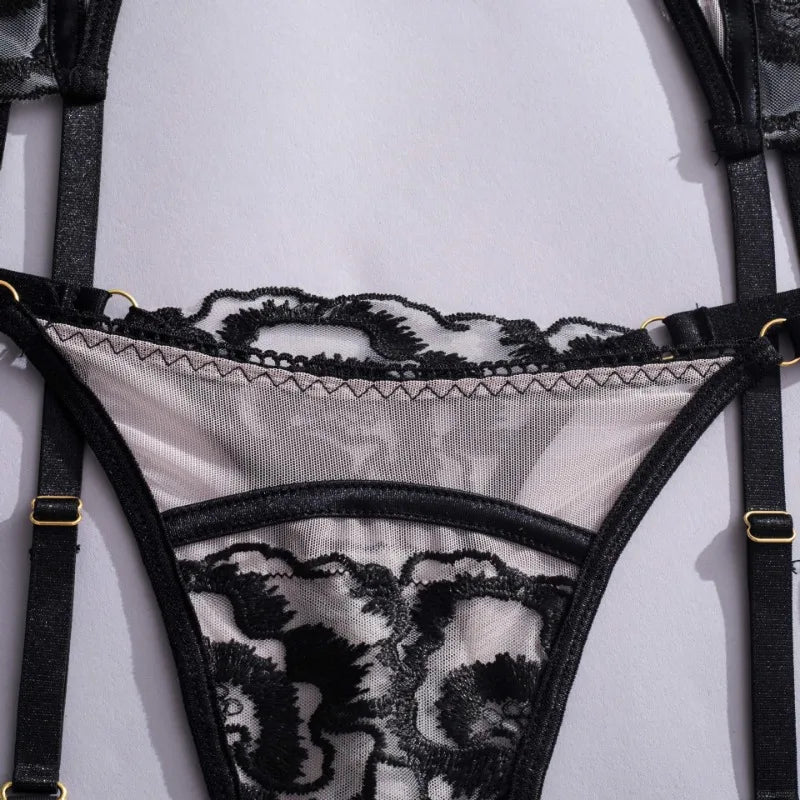 Toucheart Sexy Lingerie Set Mesh Lace Patchwork Sexy Underwear with Ring Waist Seal Women's Underwear Exotic Style Sexy Suit New