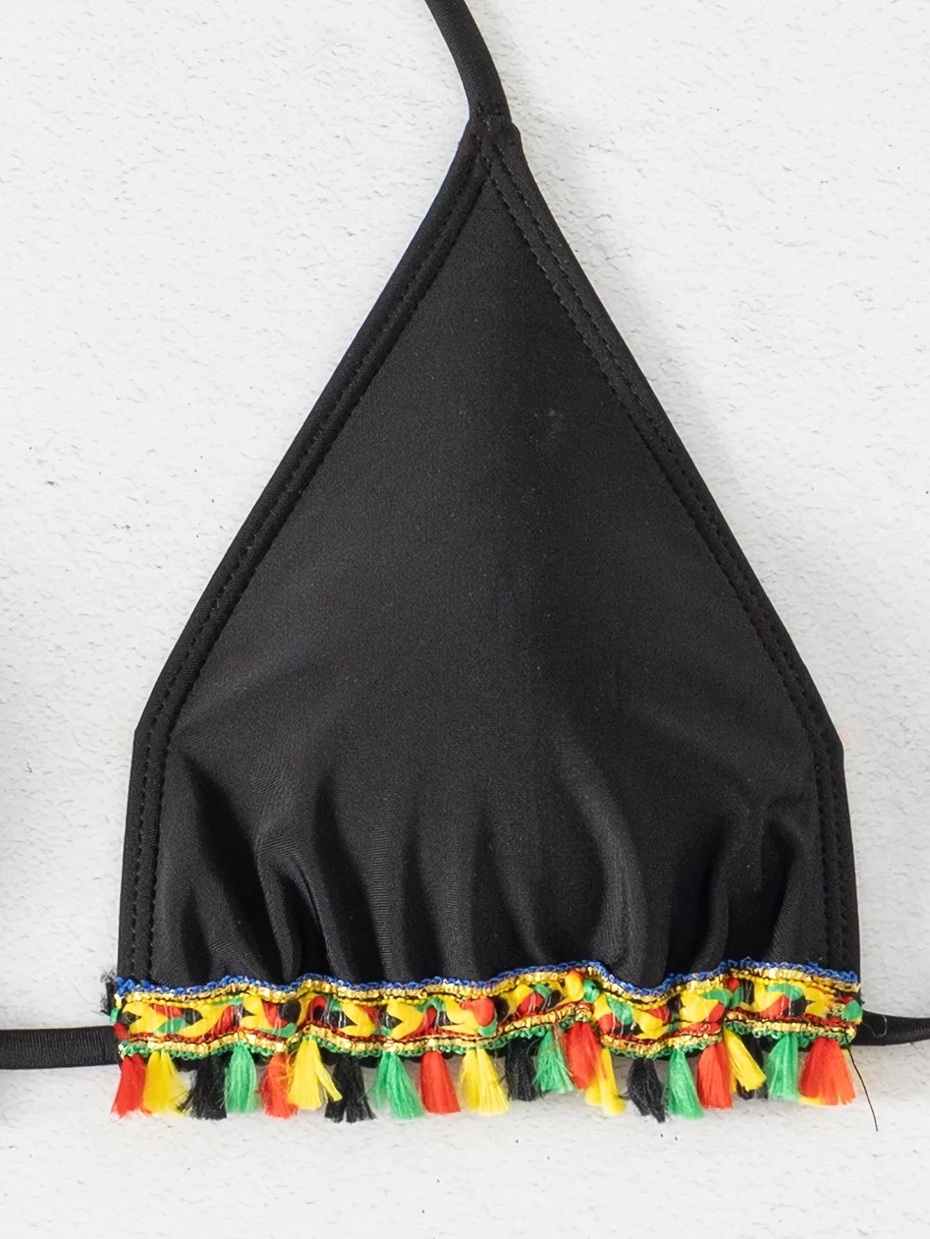 ZTVitality Tassel Trim Triangle Halter Tie Strap Backless 2024 New Arrival Padded Sexy Swimsuit Women Swimwear Summer Biquini